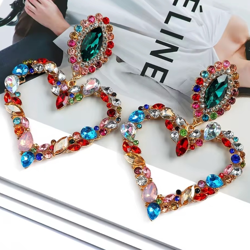 Heart ❤️ Gemstone Statement Earrings